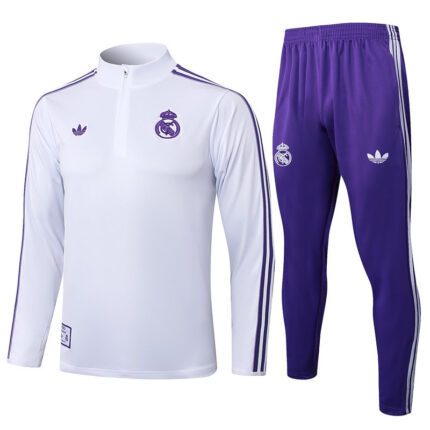 B2513 2425 Real madrid white training suit half zipper Size S-XXL