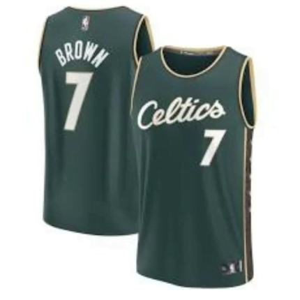 BROWN#7 Celtics Bonus Edition Dark Green NBA Jersey S-XXL