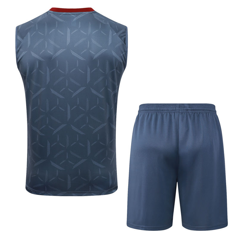 D25130# 2526 Sao Paulo Grey Inkjet Vest Suit S-2XL