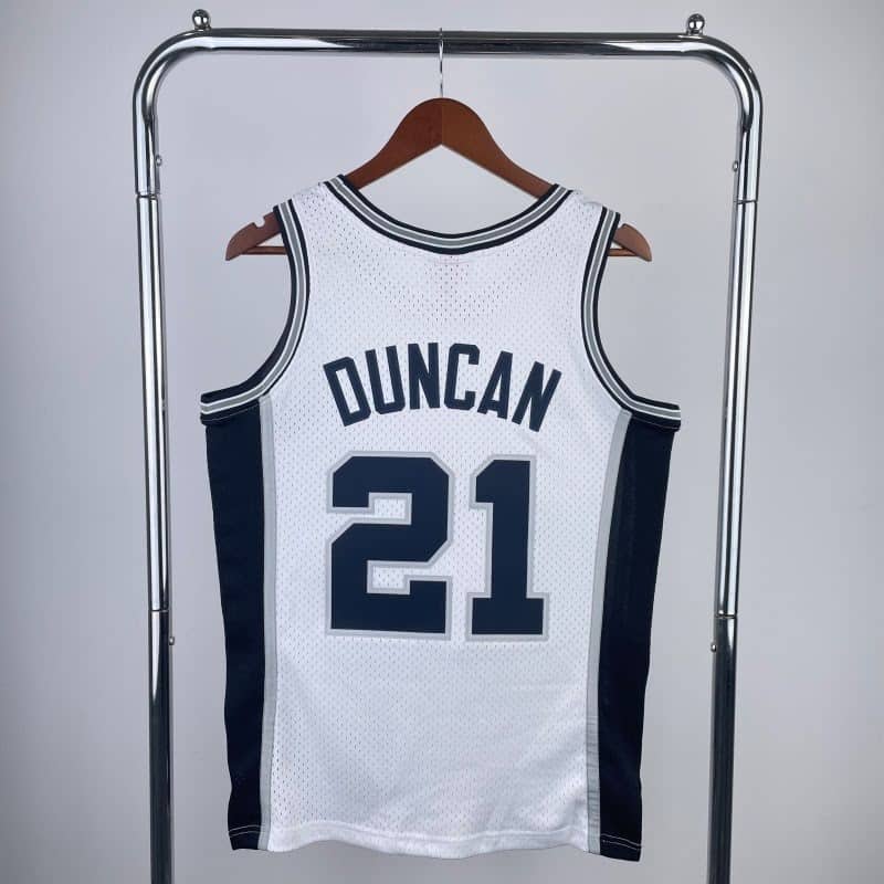 MN Heat Pressed Retro Jersey: SW Spurs 1998/99 Season White No. 21 Tim Duncan S-2XL