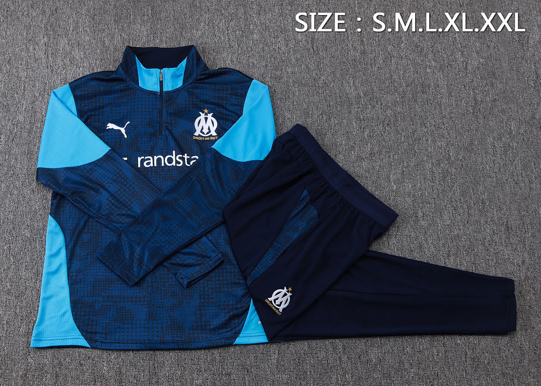 B25127# 2526 Marseille Dark Blue Half-Zip Suit S-2XL