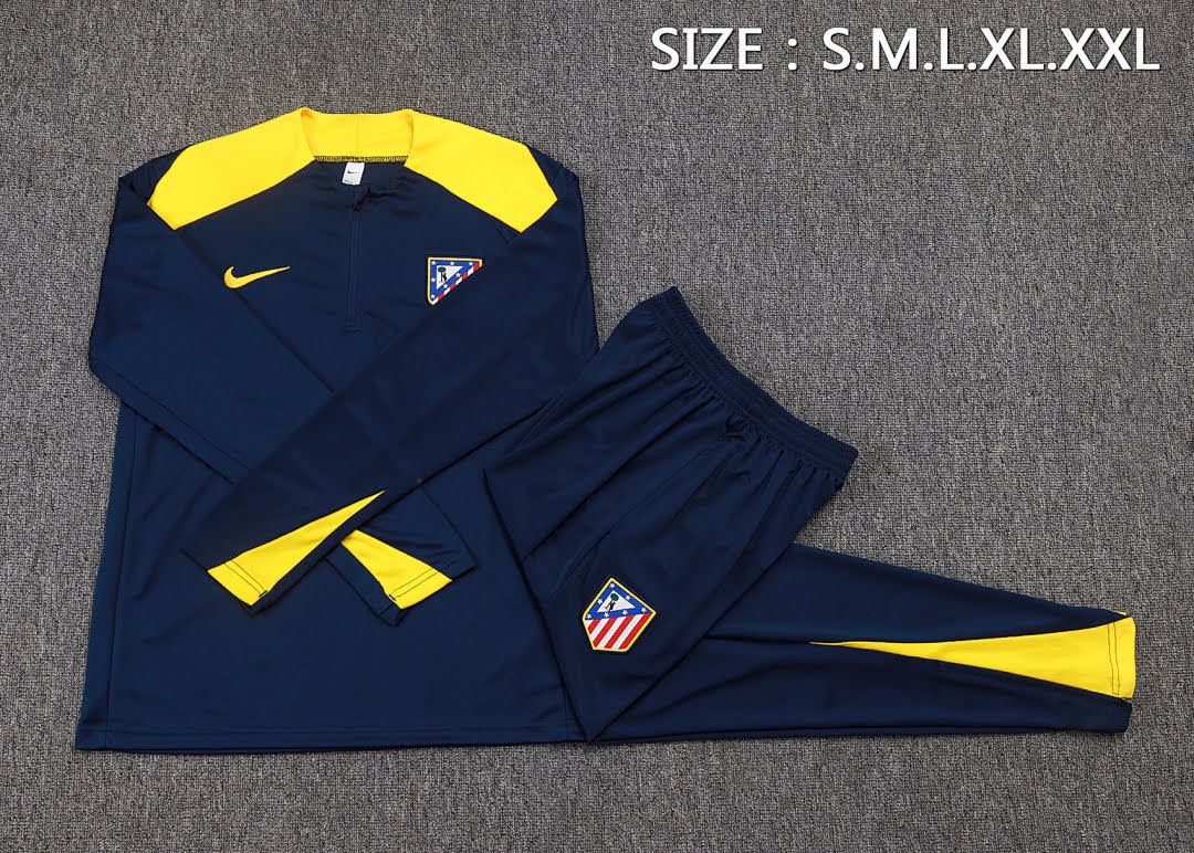 B2580# 2526 Atletico Madrid Dark Blue Half-Zip Suit S-2XL