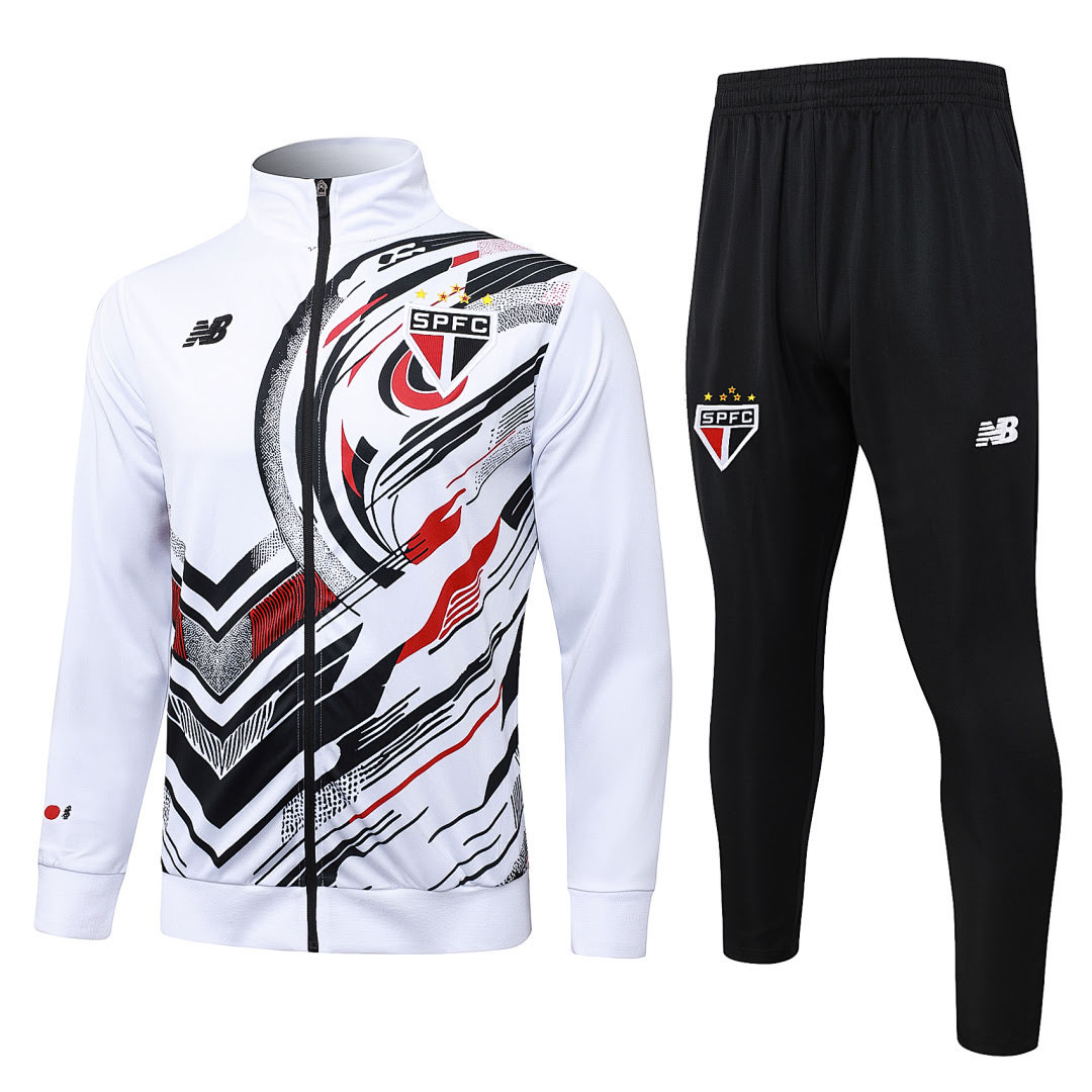 A2574# 2526 S&atilde;o Paulo white and black  Half-Zip Suit S-2XL