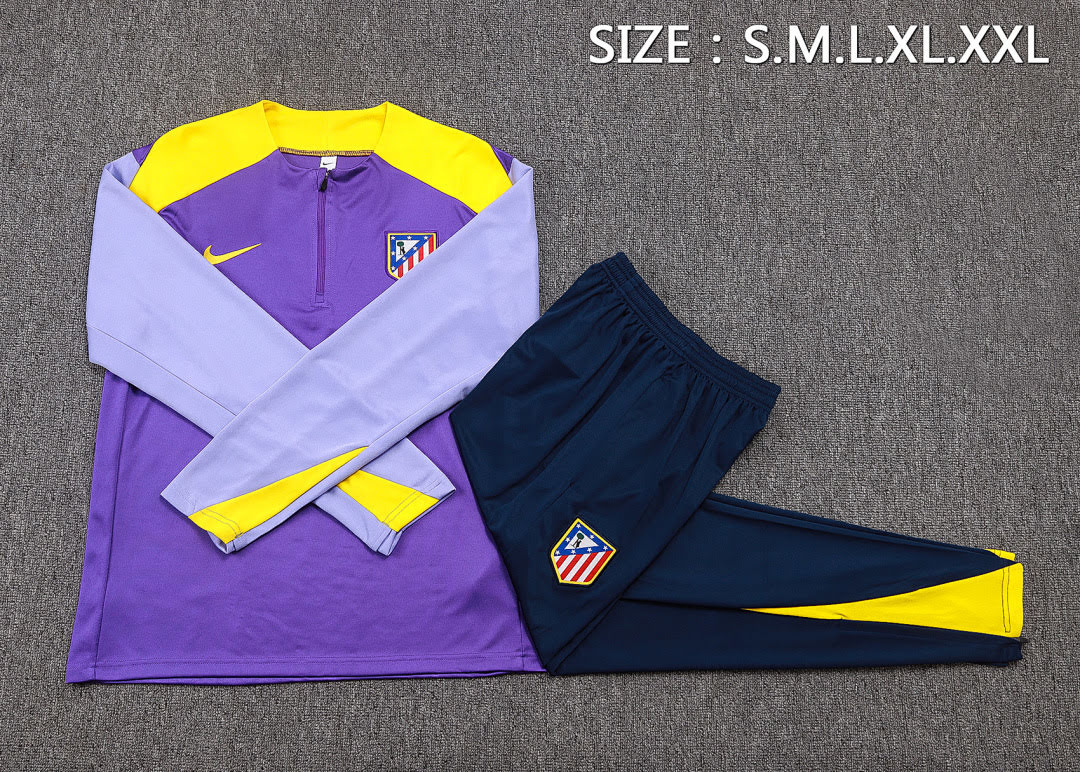 B2578# 2526 Atletico Madrid Purple Half-Zip Suit S-2XL