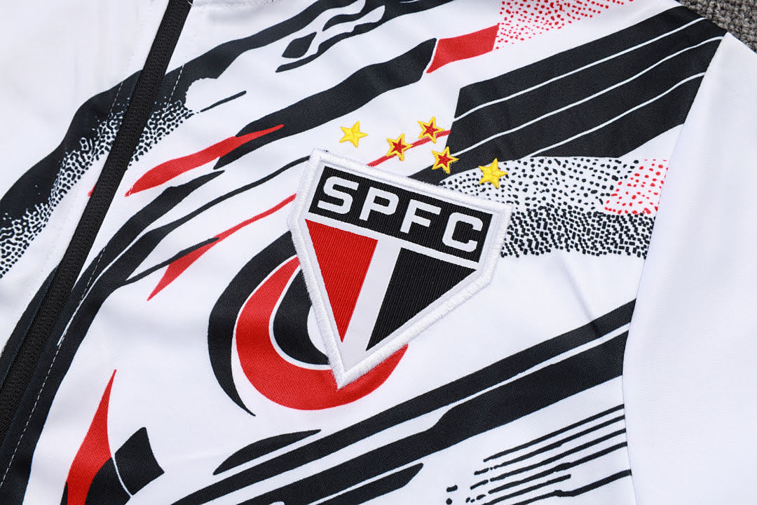 A2574# 2526 S&atilde;o Paulo white and black  Half-Zip Suit S-2XL