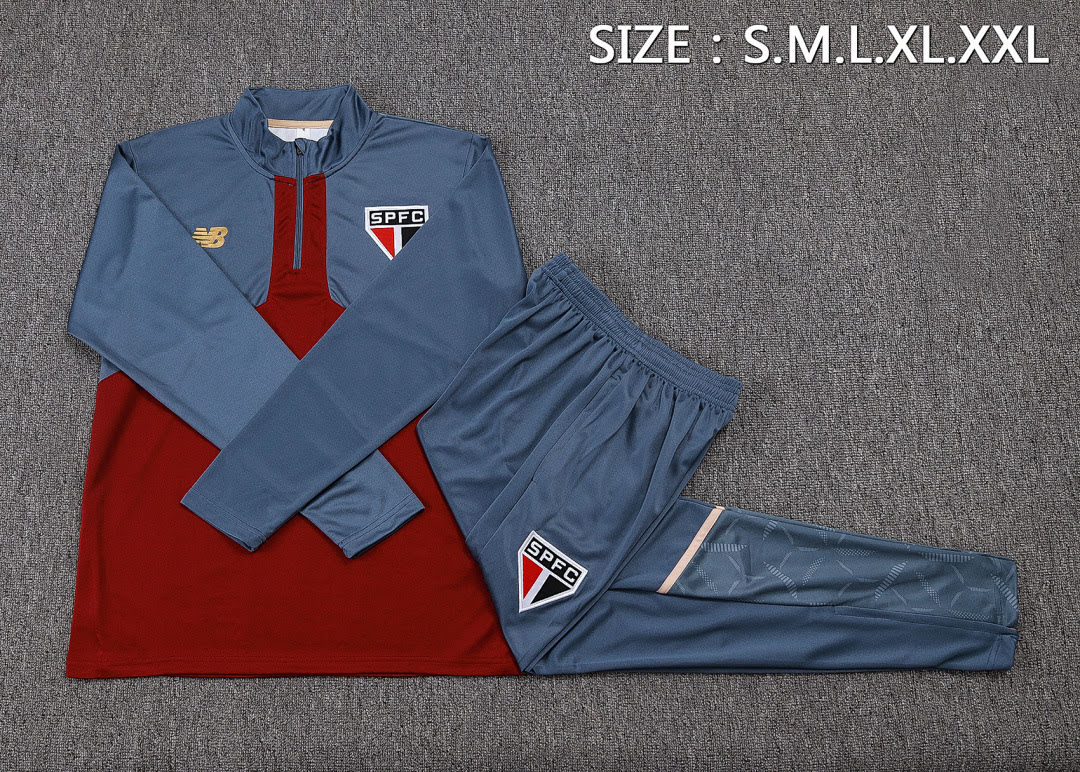 B2575# 2526 S&atilde;o Paulo Maroon Half-Zip Suit S-2XL