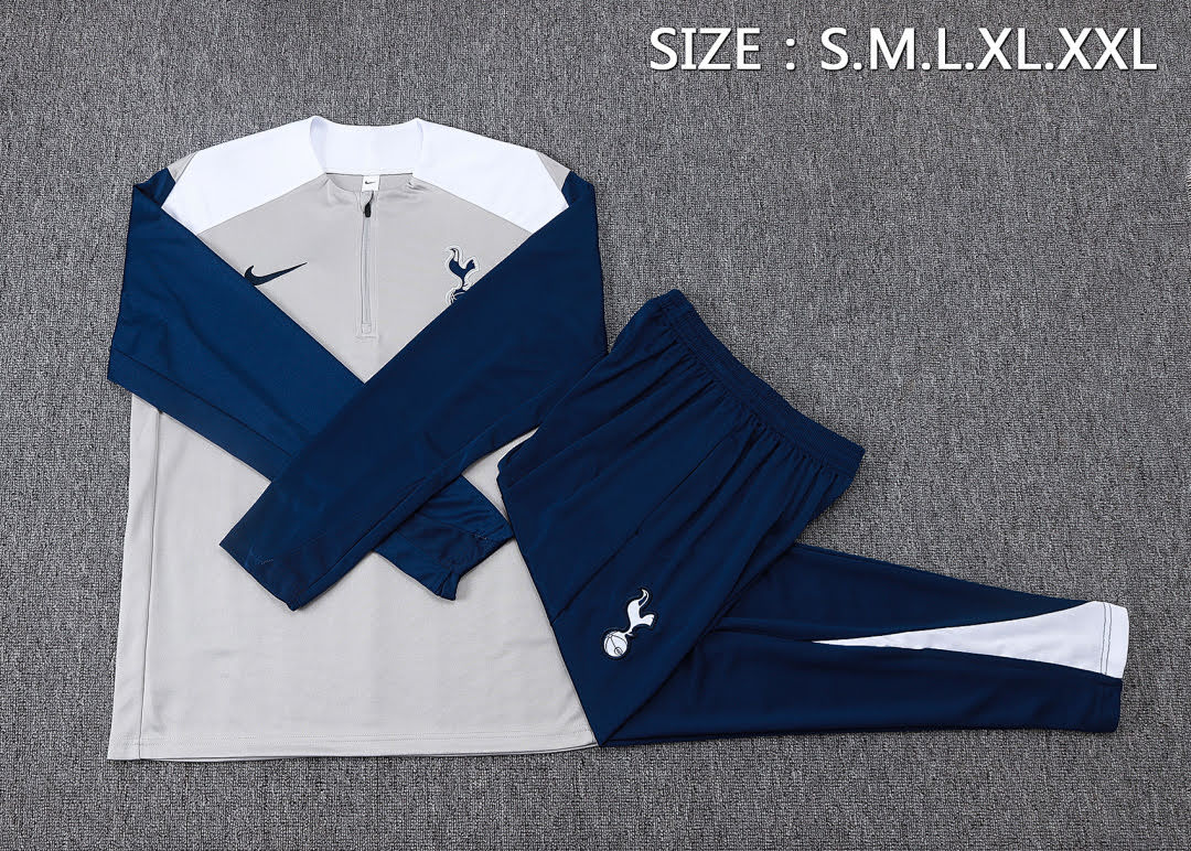 B25117# 2526 Tottenham Hotspur Light Grey Half-Zip Suit S-2XL