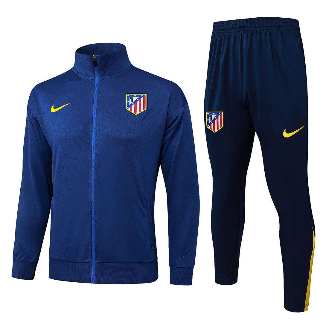 A2580# 2526 Atletico Madrid Blue Long Zipper Suit S-2XL