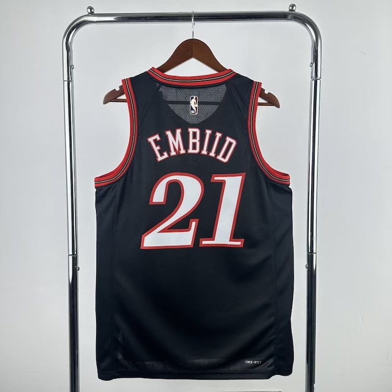 2026 76ers Retro Black #21 Joel Embiid
