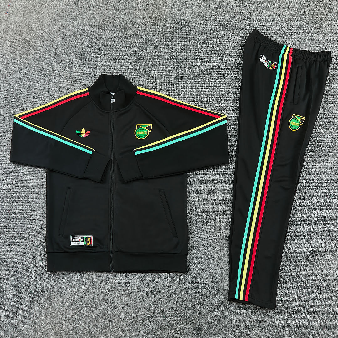 2627 Jamaican Black Long Zipper Suit S-2XL